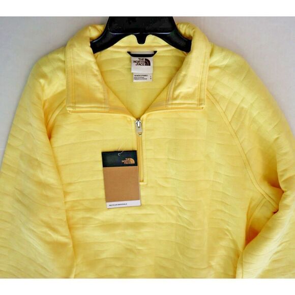 The North Face Women's Sz Large Yellow Longs Peak Quilted 1/4 Zip Jacket $139 - Picture 5 of 9